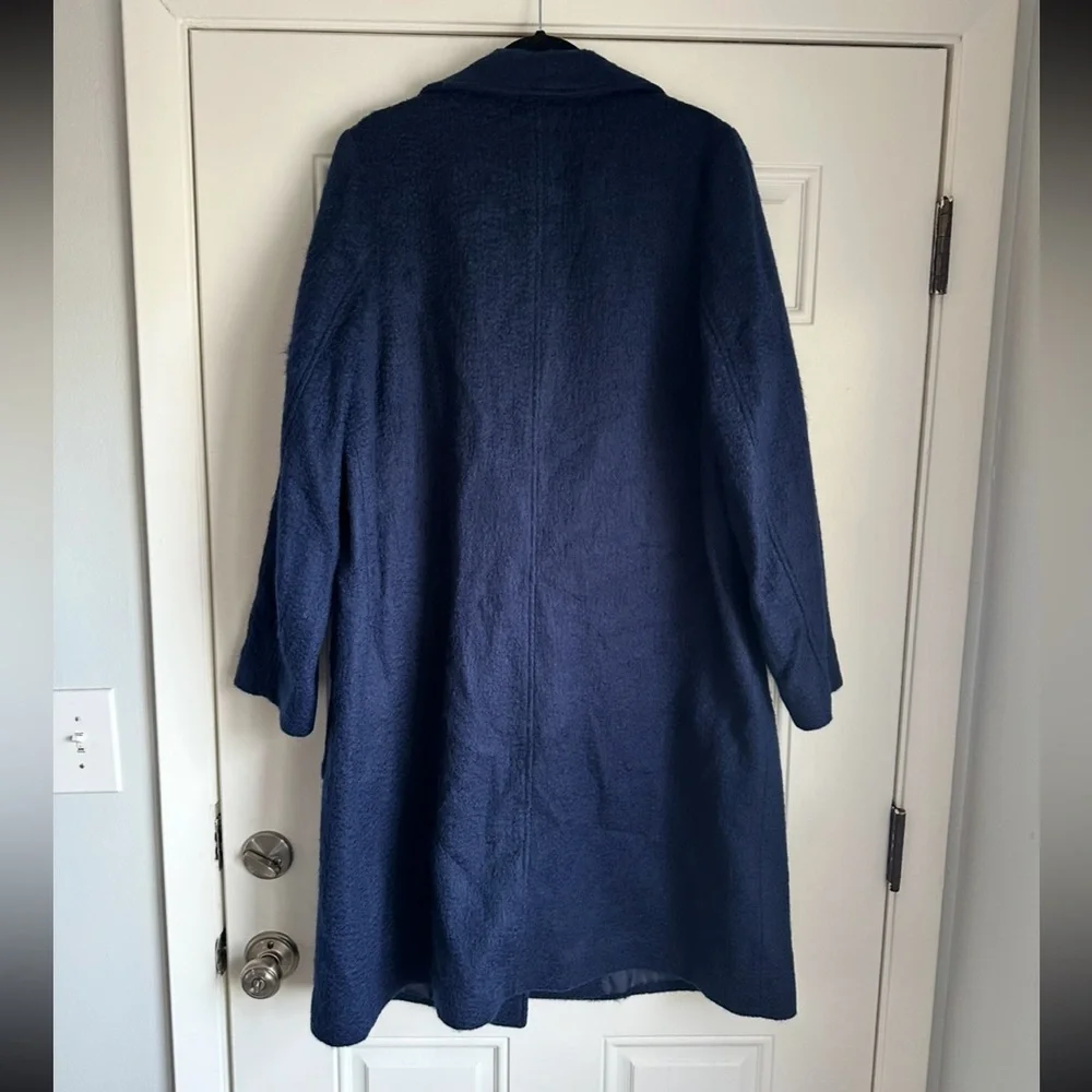 NWT BERNARDO‎ SIZE 1X navy blue wool blend coat textured